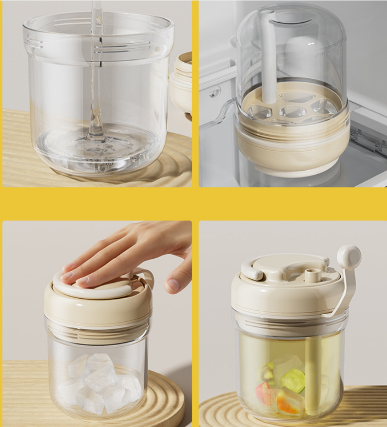 3-in-1 Ice Cube Tray Press Easy Demoulding Portable Water Bottle Ice Making Storage Cup
